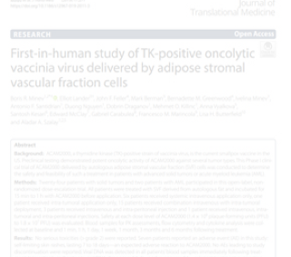 First‑in‑human study of TK‑positive oncolytic vaccinia virus delivered by SVF